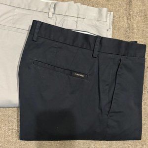 Calvin Klein Flat Front Slim Fit Navy Pants 34x30